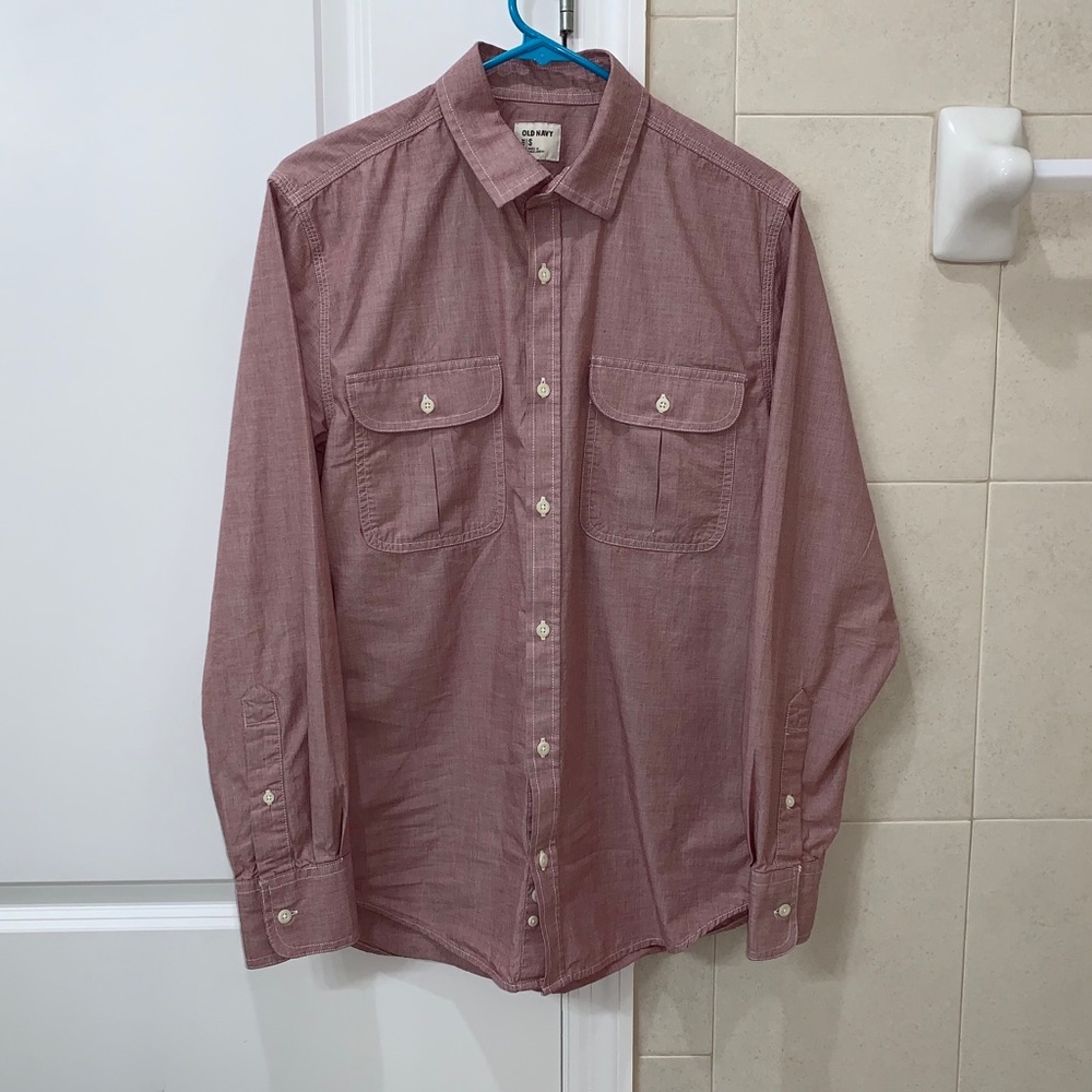 Salmon Color Long Sleeve Button Up.